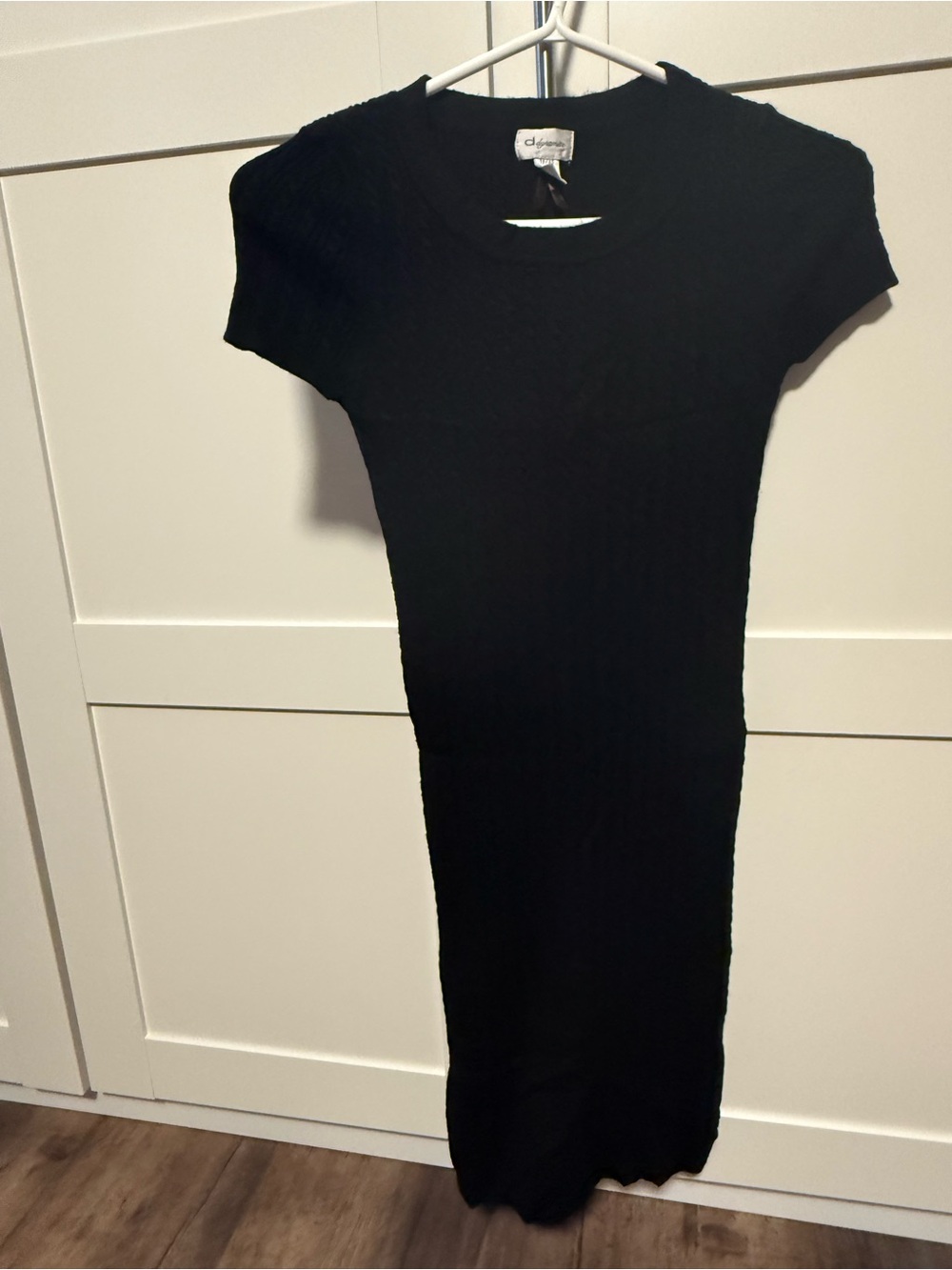 Dynamite Black Cabled Short-Sleeve Midi Dress